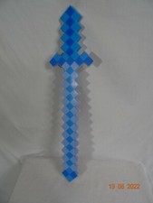 Minecraft Blue Diamond Pixel Light up Sword 24" Flashes Multiple Light Colors
