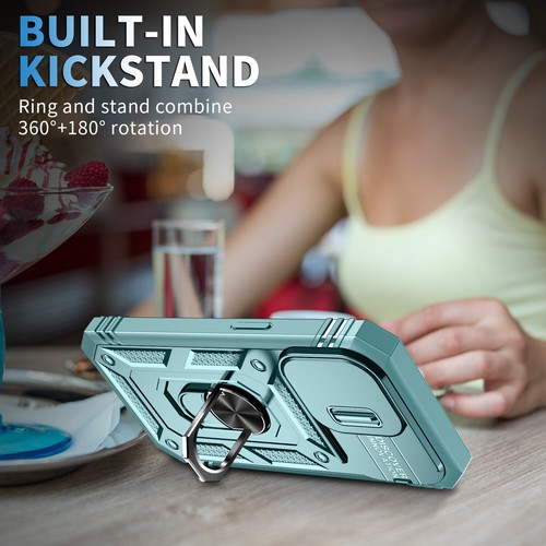 Funda protectora con soporte para cámara deslizante a prueba de golpes para iPhone 15 14 13 12 11 Pro - Imagen 92 de 112
