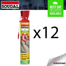 12x SOUDAL Genius Gun Building Adhesive Expanding Foam 750ml
