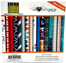 Bazzill Super Hero Paper Stack Adventures Of 6 x 6 Mini Print Patterned USA Boy