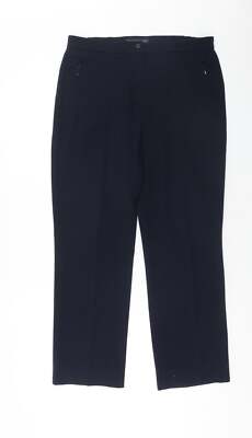 Marks & Spencer Damen Blau Polyestermischung Hose Größe 12 Schmal Reißverschluss