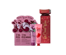 KBeauty Tony Moly On Cloud Wine Set  4-Piece Face Mask and Hand Cream Set 3.48oz