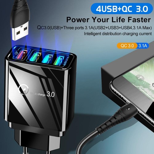 Adaptador de corriente cargador de pared concentrador de 4 puertos USB carga rápida QC3.0^* - Imagen 3 de 17