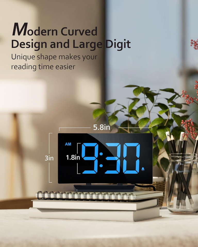 GOLOZA Digital Alarm Clock for Bedrooms, Digital Clock with Modern