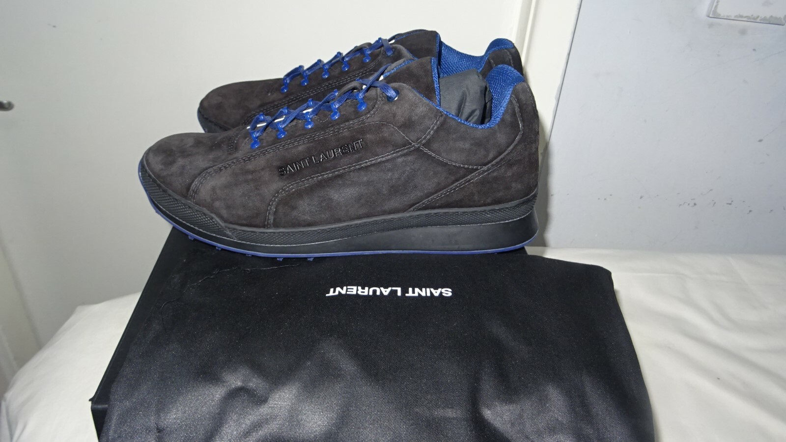 Saint Laurent Made in Italy Sneaker Uomo Jump Low Top Nero Pelle Scamosciata £690