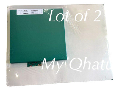 Lot of 2 IKEA Tjena Storage Box with Lid, green polka dots 11 ¾x11 ¾x 11 ¾'' New