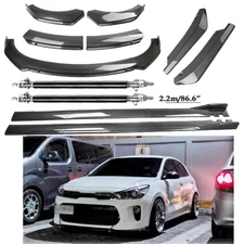 Carbon Fiber Front Bumper Lip Spoiler & Side Skirt Body Kits For Kia Rio R