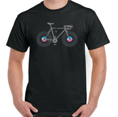 Cycling T-Shirt Music Mens Funny Bicycle Cyclist Vinyl Records