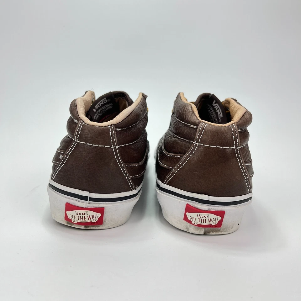 Vans Pro Clásico Cuero Marrón Parte Superior Baja Sk8 Zapatos de Skate Atléticos Juveniles Talla 6.5 Foto 4 de 4