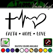 FAITH HOPE LOVE Vinyl Decal Car Window Religious Love Sticker Christian Jesus