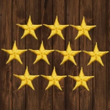 Yellow Star Embroidered Patch, 5/8" — 10-Pack — Iron On