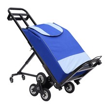 Foldable Stair Climbing Cart with Seat Tri Wheel Grocery Trolley Waterproof Bag