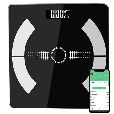 MARKENLOS Personenwaage Digital Bluetooth Körperfettwaage APP Waage 180 kg Schwarz DHL