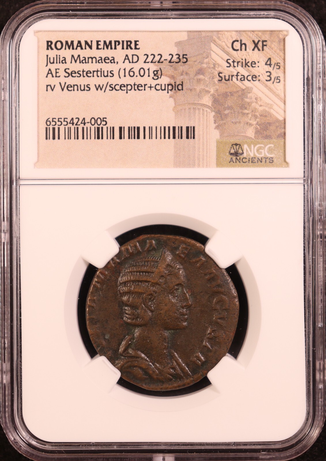 Roman Empire Julia Mamaea AE Sestertius (222-235 AD) - NGC Choice XF - Superb!