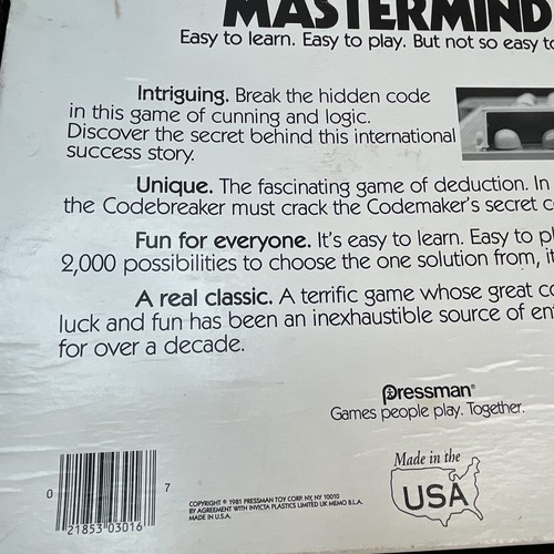 Vintage 1981 Pressman Mastermind Break Hidden Code cunning logic Game - Picture 8 of 11