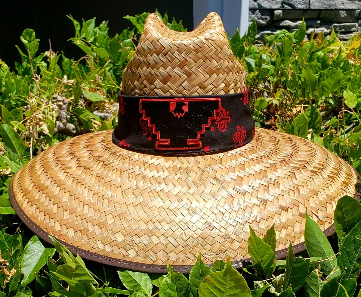 Custom Huelga Bird XL Wide Brim Bamboo Straw Summer hat Sombrero Chicano