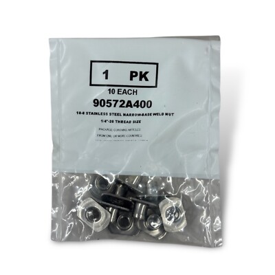 20PCS (2x10-pk) McMaster-Carr 18-8 Stainless Steel Narrow Base Weld Nuts 1/4''-20