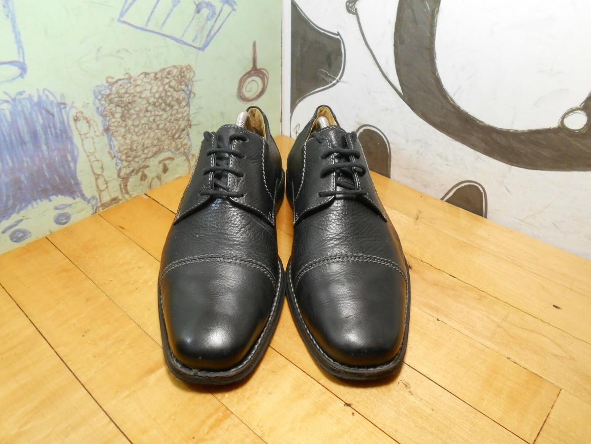 Sandro Moscoloni Black Leather Cap Toe Oxfords Men display picture 2