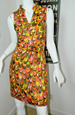 Milly New York 5F Bergdorf Goodman Dress Size 2 Multicolor Psychedelic Silk