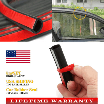 D Shape Black Rubber Seal Hood Door Edge Guard Trim Molding Protector Car Strip