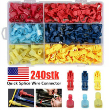 240pcs Waterproof T-Tap 22-10AWG Quick Splice Wire Terminal Connectors Combo Kit