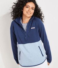 Vineyard Vines Dreamcloth Color-Blocked Half-Zip Shep Shirt Blue Navy Size XS