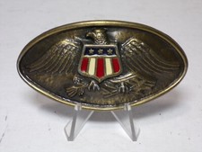 Eagle/USA Flag Emblem Metal Belt Buckle Vintage 4" 121824WT2-F