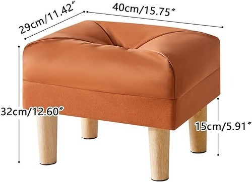 Small Footstool Ottoman, Faux Leather Footrest with Sponge Padded Seat Grey - Picture 7 of 8