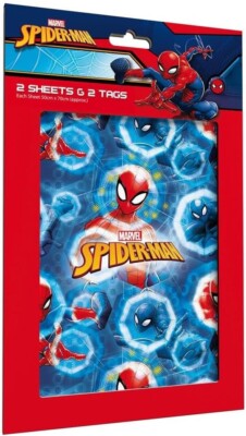 Marvel Spiderman Geschenkpapier - 2 Blatt & 2 Etiketten Geburtstag SCHNELLER VERSAND