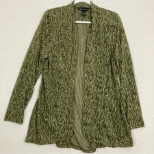 INC International Concepts Green Abstract Print Open Front Lightweight Top XL