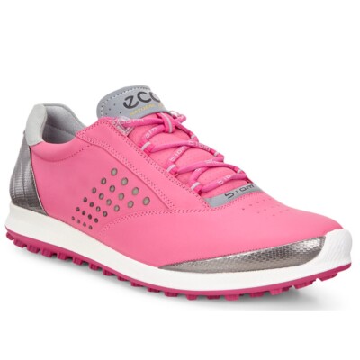 New Ladies ECCO Biom Hybrid Pink Leather Golf Shoes Size: UK