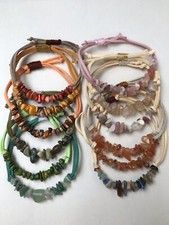 Boho chic leather gemstone bracelets, handmade, boho chic style