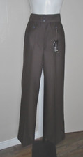 Ladies VTG 1970s Brown Textured Dress Pants Wide Legs Faux Pockets Sz Small NWT