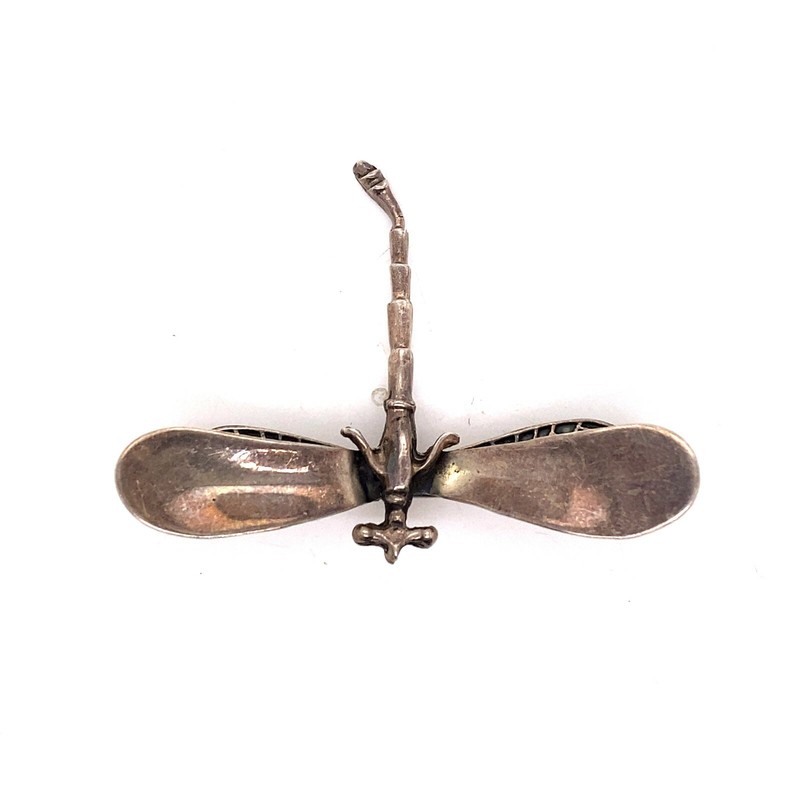 VTG Taxco Mexico Sterling Silver Dragonfly Brooch Pin Modernist Figural Design