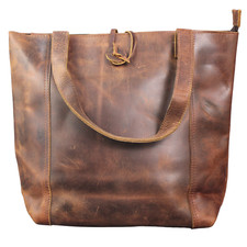 Genuine Leather Women's Tote Handbag Brown Purse Top Handle Shoulder Bag