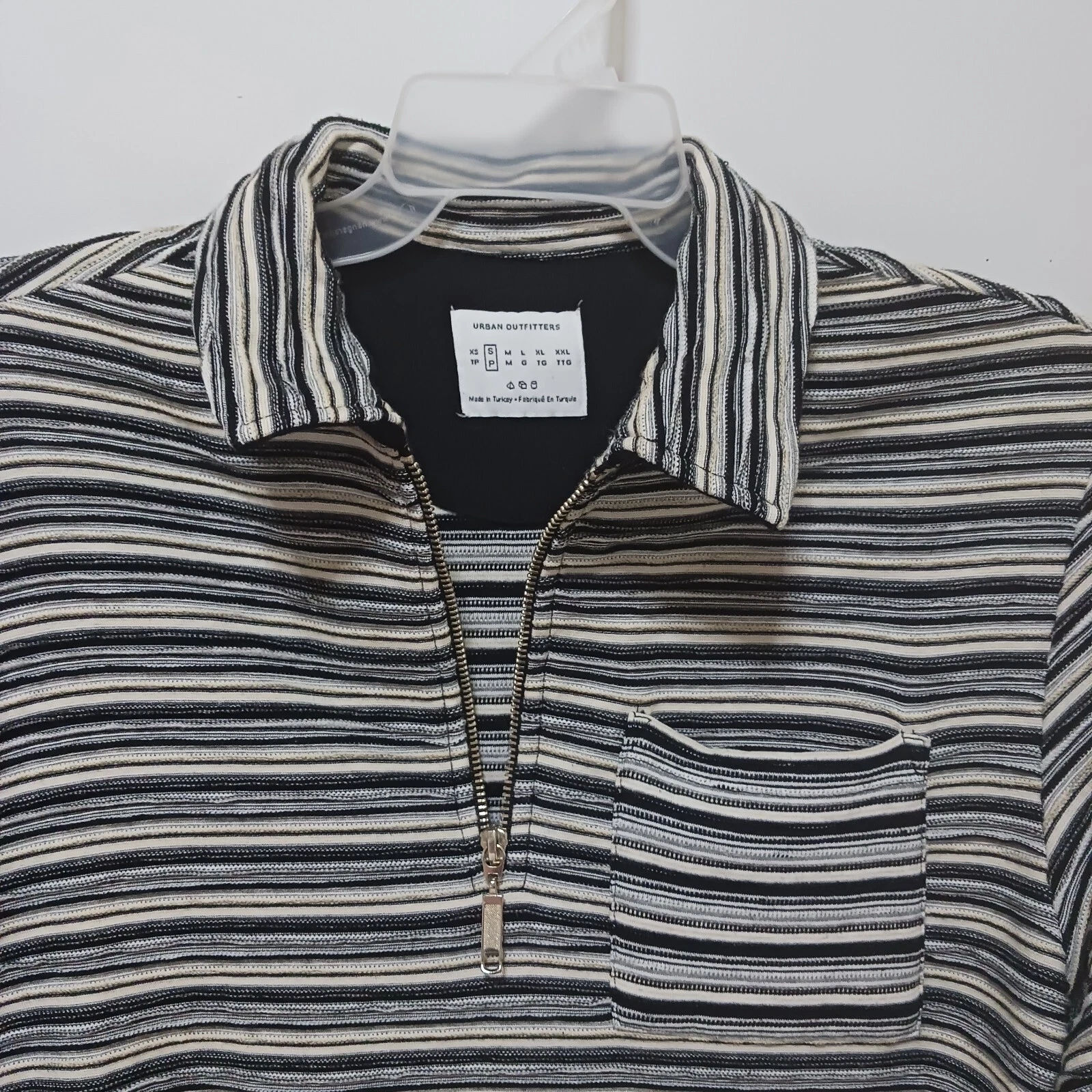 VETEMENTS Felpa uomo Urban Outfitters taglia S nero bianco beige cerniera quarto