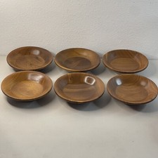 Wood Salad Bowls Solid American Walnut Set of 6 MCM VTG 7"