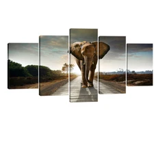 Canvas Prints Painting Wall Art Home Decor Picture Photo Brown Elephant Framed
