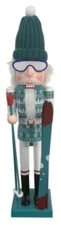 Wooden Christmas Nutcracker,16", WHITE MALE SKIER W/SKIS & SKI POLES # 1,Ashland