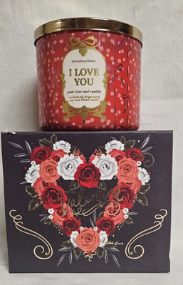 Bath and Body Works Valentine Pink Lilac and Vanilla Candle Reads I Love You-New