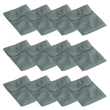 12 Pcs 6x4 Inch Velvet Jewelry Pouches Gift Bags with Snap Button Gray