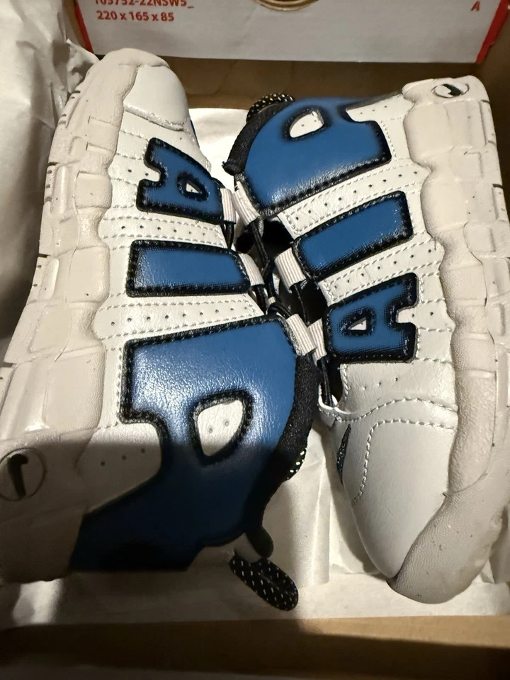 Nike Uptempo 9C Niños Zapatos Negro/Azul Tenis Niño Pequeño Foto 4 de 4