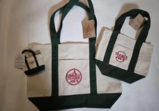 SET OF 3 TRADER JOES CANVAS BAG SET- Large, mini and micro- LOT OF 3 GREEN RARE