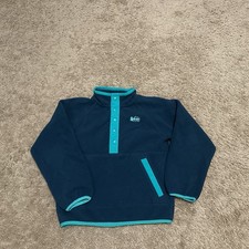 REI Co-Op Fleece Jacket Youth XS 6-7 1/2 Snap Outdoor Hiking Green Sweater