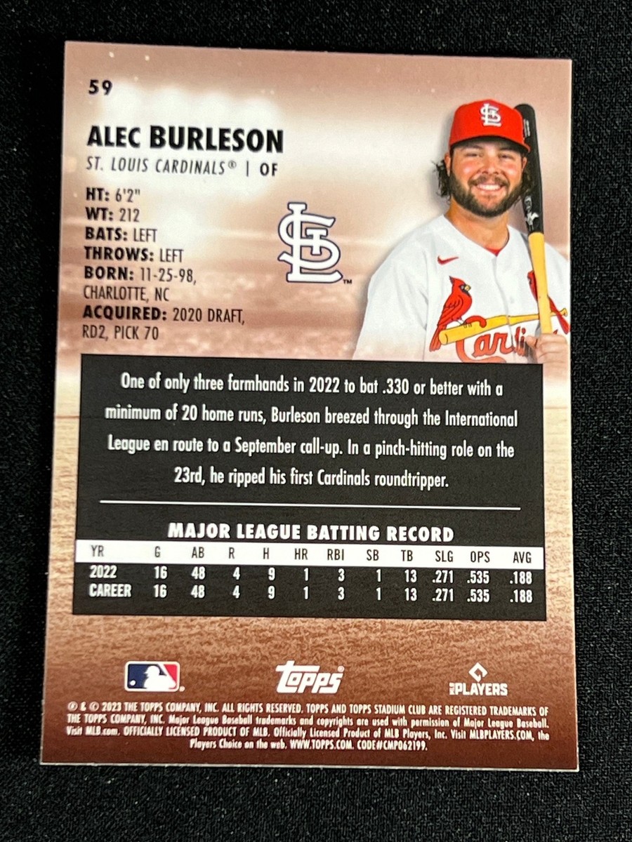 2023 Topps Stadium Club ALEX BURLESON GOLD MINTED CHROME REFRACTOR