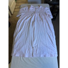 Vintage Miss Elaine Pink House Dress Robe Large Zip Front Embroidered Lounger
