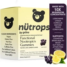  Low Sugar Functional Nootropics for Brain Health Mushroom Gummies - 96ct/12pk