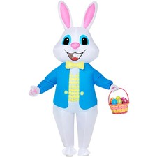 Stegosaurus Easter Inflatable Bunny Costume Adult, Funny White Rabbit Air Blo...