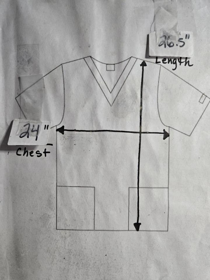 Scrub HQ Scrub Top Size M-Black/Blue/Lime Snap-Up-Chest 24" L 26.5" - Image 4 of 4