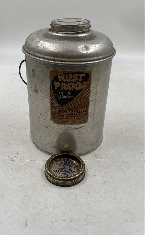 Vintage Faris Silver Rust Proof Picnic Jug Insulated Aluminum Lunchbox